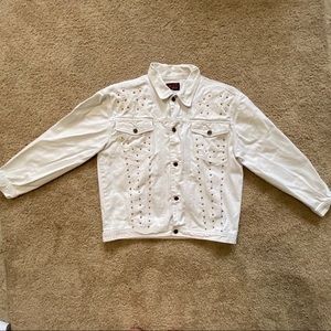 Rock Retro Style with the Vintage Sunbelt White Denim Studded Jacket
